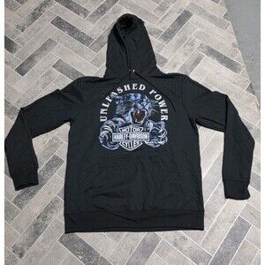 New Harley Davidson Motorcycles Pullover Hoodie Tiger Unleashed Power Size M